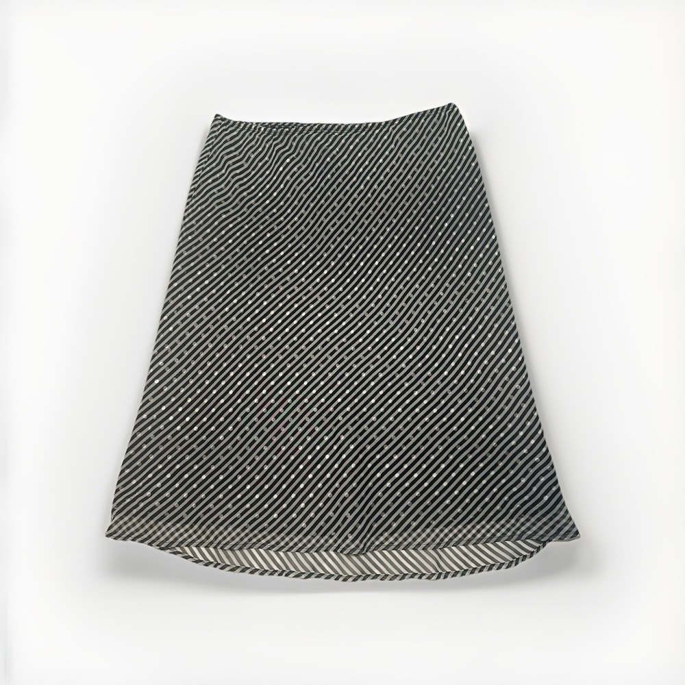 Cato Women's Size Small Black White Polka Dot Striped A-Line Skirt Career Chic